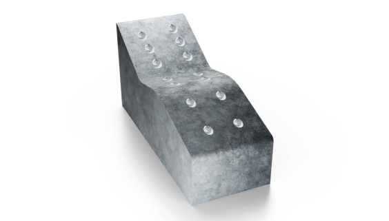 Beveled airpool lounger made of shaved EPS with 6 stainless steel nozzles for concrete