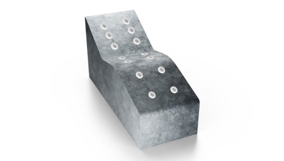 Beveled airpool lounger made of shaved EPS with 6 ABS nozzles for concrete